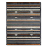 Black Grey Orange Striped Heritage Tribal Rug