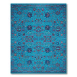Teal Persian Area Rug with Vibrant Floral Motifs