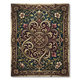 Multi-color and Patterns Ornate Teal Gold Floral Medallion Area Rug