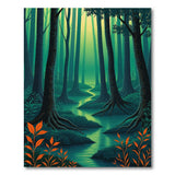 Misty Teal Forest Stream Area Rug