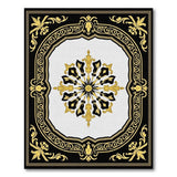 Ornate Black Gold Floral Medallion Rug