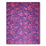 Vibrant Pink Floral on Purple Vintage Rug