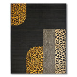 Bold Black Leopard Geometric Area Rug