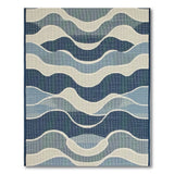 Wavy Blue Teal Coastal Area Rug
