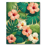 ODIKA Washable Tropical Hibiscus & Monstera Floral Area Rug - Low Pile Non-Slip