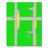 Green Green Highway Interchange Geometric Area Rug