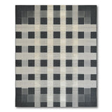 Bold Black White Geometric Grid Area Rug