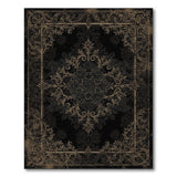 Distressed Vintage Black Gold Floral Area Rug