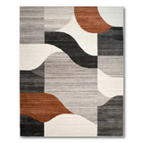 Modern Abstract Wave Grey Area Rug