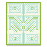 Geometric Teal Maze Area Rug with Green Accents
