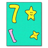 Number 7 Smiling Stars Kids Cartoon Rug