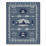 Navy Blue Lakeside Camping Tent Southwestern Rug