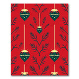 Red Festive Ornament Fern Pattern Area Rug