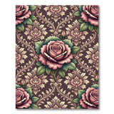 Vintage Pink Rose Damask Area Rug
