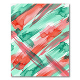 Teal Red Watercolor Abstract Area Rug