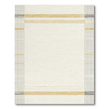 Beige Geometric Stripe Area Rug with Gold Accents