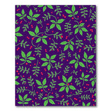 Purple Green Leaf Red Berry Pattern Area Rug
