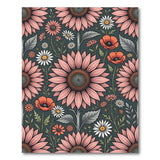 Pink Sunflower Poppy Floral Area Rug