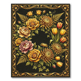 Opulent Gold Floral Wreath Area Rug