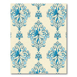 Floral Vintage Blue and Teal Elegant Blue Damask Floral Area Rug