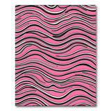 Vibrant Pink Black Wavy Line Area Rug
