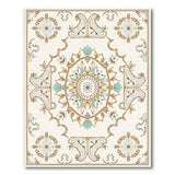 Cream Gold Teal Persian Medallion Area Rug
