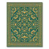 Ornate Emerald Green Persian Area Rug with Gold Motifs