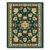 Luxurious Dark Green Floral Area Rug with Gold Accents