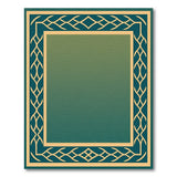 Ornate Gold Border Green Area Rug