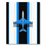 Blue Fighter Jet Geometric Area Rug