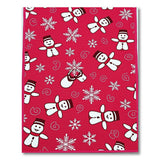 Red Kids Cartoon Festive Cartoon Snowmen Red Area Rug