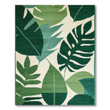 Geometric Modern Vibrant Green Monstera Leaf Area Rug