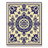 Beige and Neutral Navy Blue Ornate Floral Medallion Rug