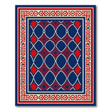 Navy Blue Red Geometric Diamond Area Rug
