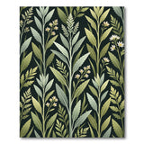 Lush Green Botanical Leaves Daisies Rug
