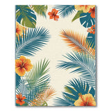Tropical Palm Fronds Hibiscus Blooms Area Rug