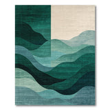 Emerald Teal Wave Abstract Area Rug