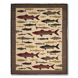 Red Salmon Fish Heritage Tribal Rug