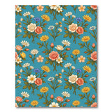 Teal Wildflower Vintage Floral Area Rug