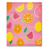 Vibrant Pink Fruit Slice Area Rug with Watermelons Citrus
