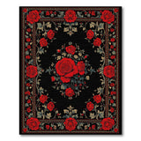 ODIKA Vintage Red Rose Washable Area Rug, Non-Slip Low Pile Traditional Floral Carpet