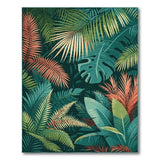ODIKA Tropical Jungle Washable Area Rug - Low Pile Non-Slip Botanical Floor Mat