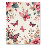 Pink Butterfly Floral Peony Area Rug