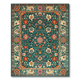 Multi-color and Patterns Teal Persian Floral Area Rug with Vibrant Blooms