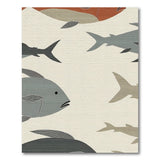 Abstract Striped Fish Coastal Area Rug
