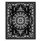 Intricate Black White Floral Mandala Rug