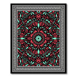 Red Teal Persian Floral Medallion Rug