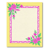 Sunny Yellow Area Rug with Pink Floral Corners