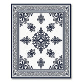 Elegant Black White Ornate Fleur-de-Lis Rug
