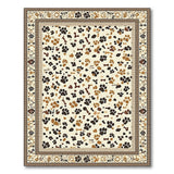 Cream Dog Paw Print Bone Area Rug